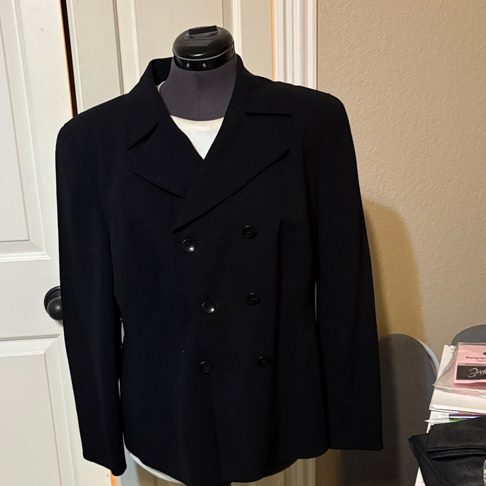 Elegant Black Double-Breasted Pea Coat for women